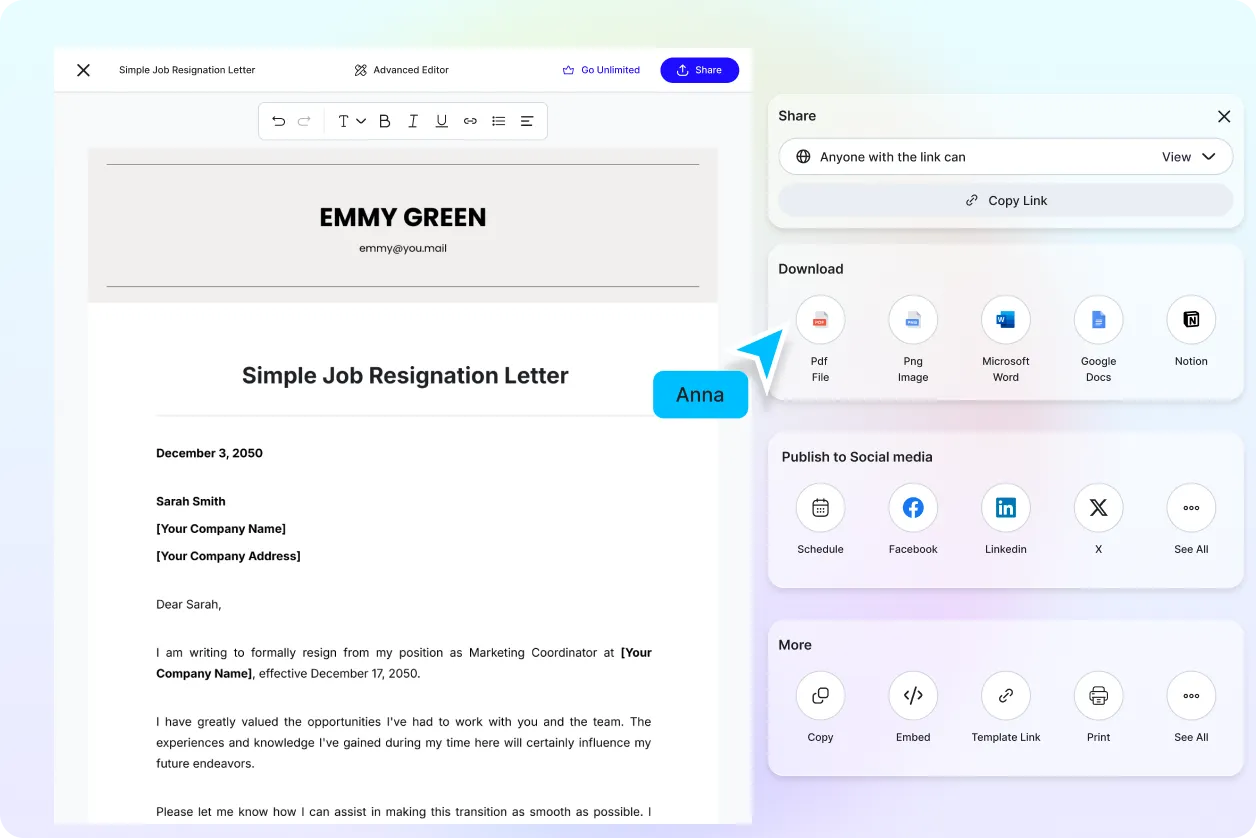 Free AI Job Resignation Letter Generator, Free Job Resignation Letter Maker Online